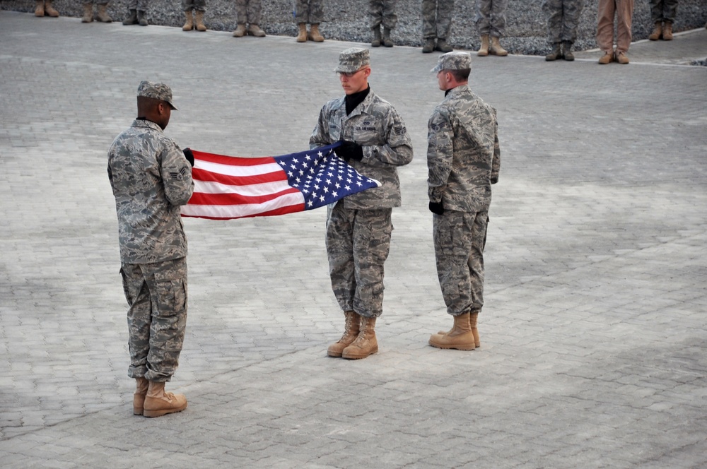 380th Renders a Salute to the American Flag