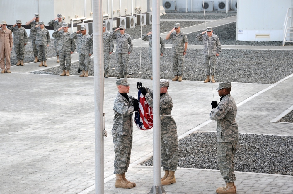 380th Renders a Salute to the American Flag