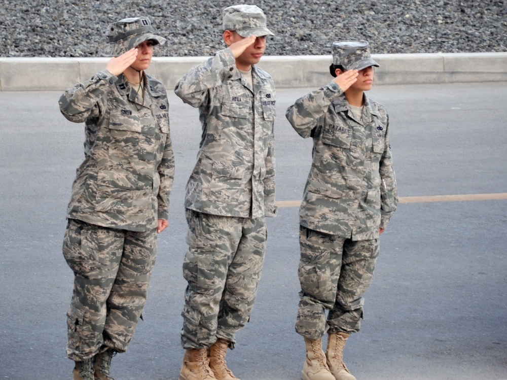 380th Renders a Salute to the American Flag