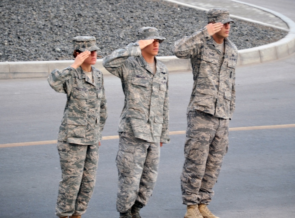 380th Renders a Salute to the American Flag