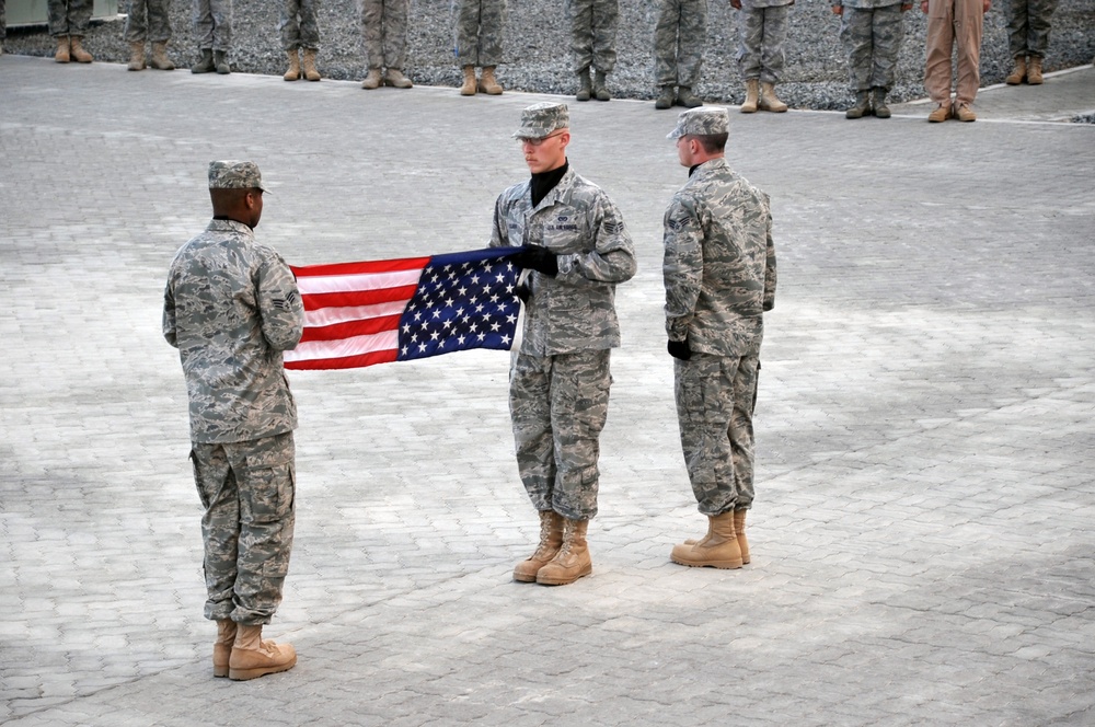 380th Renders a Salute to the American Flag
