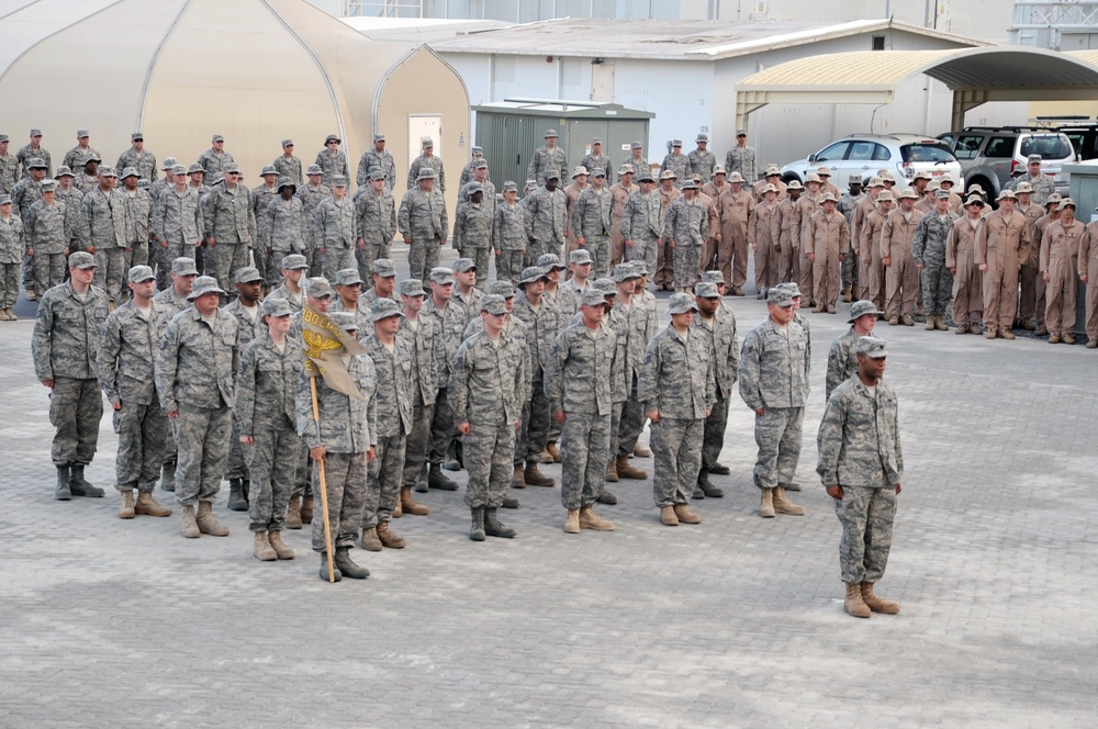 380th Renders a Salute to the American Flag
