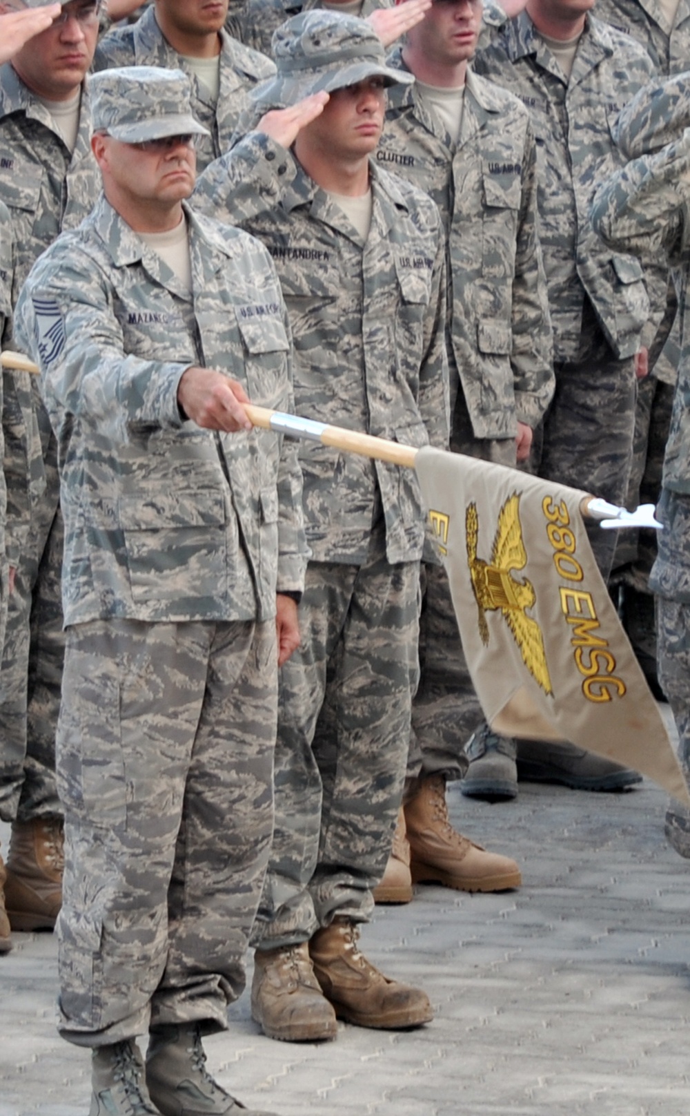 380th Renders a Salute to the American Flag