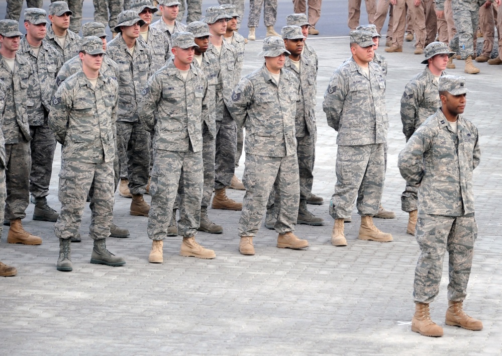 380th Renders a Salute to the American Flag