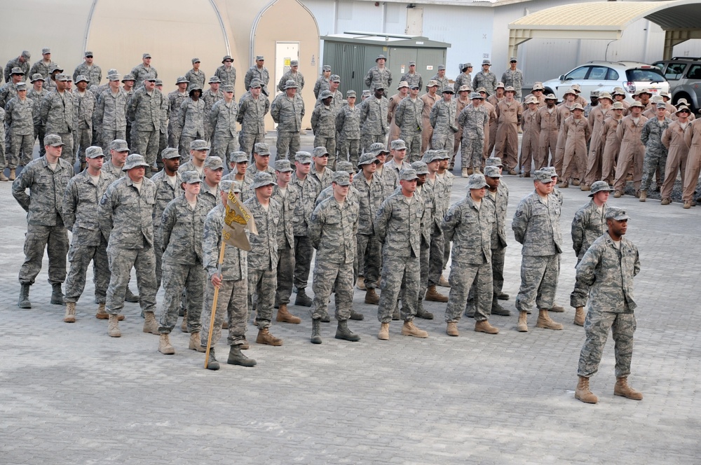 380th Renders a Salute to the American Flag