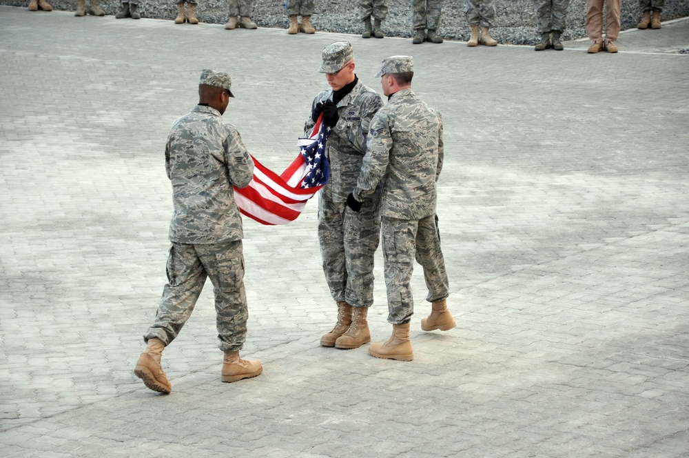 380th Renders a Salute to the American Flag