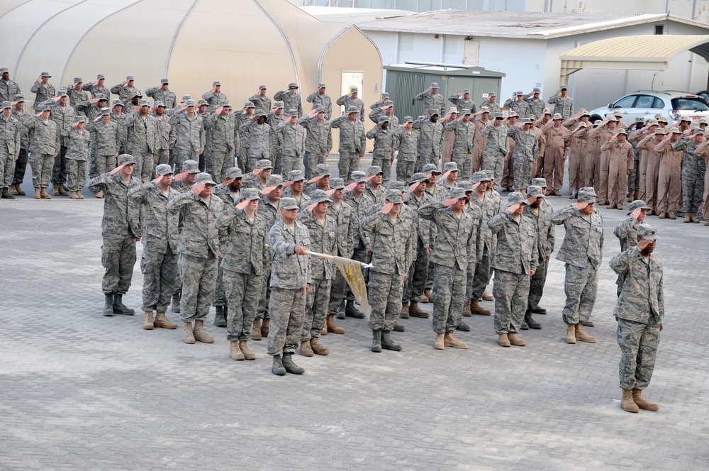 380th Renders a Salute to the American Flag