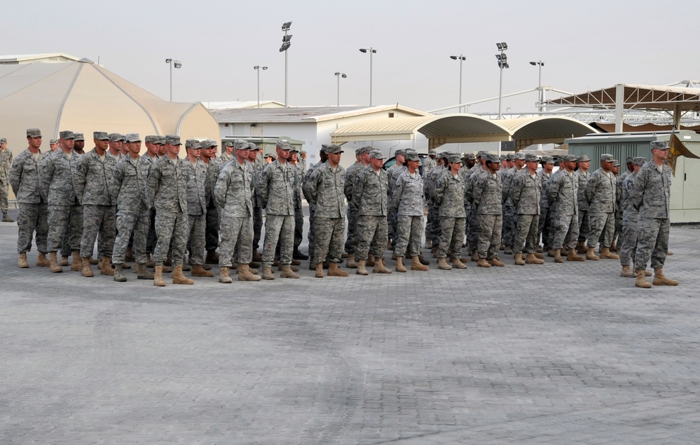 Deployed Security Forces Lead Wing Retreat Ceremony in Southwest Asia