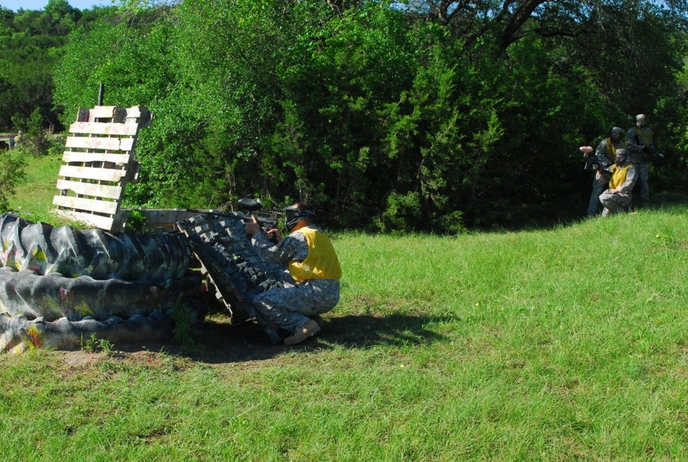 Painting their ACUs: Soldiers release stress with paintball