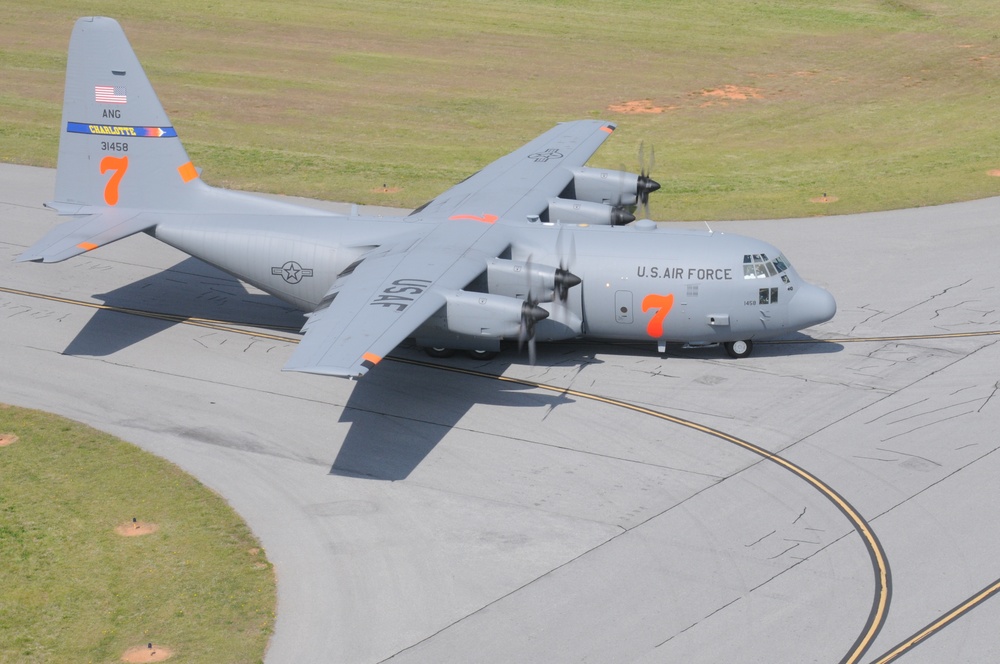 Aircraft MAFFS Seven From the North Carolina Air National Guard Taxies Onto the Runway to Take-off to Perform Another MAFFS Training Mission in Greenville, SC.