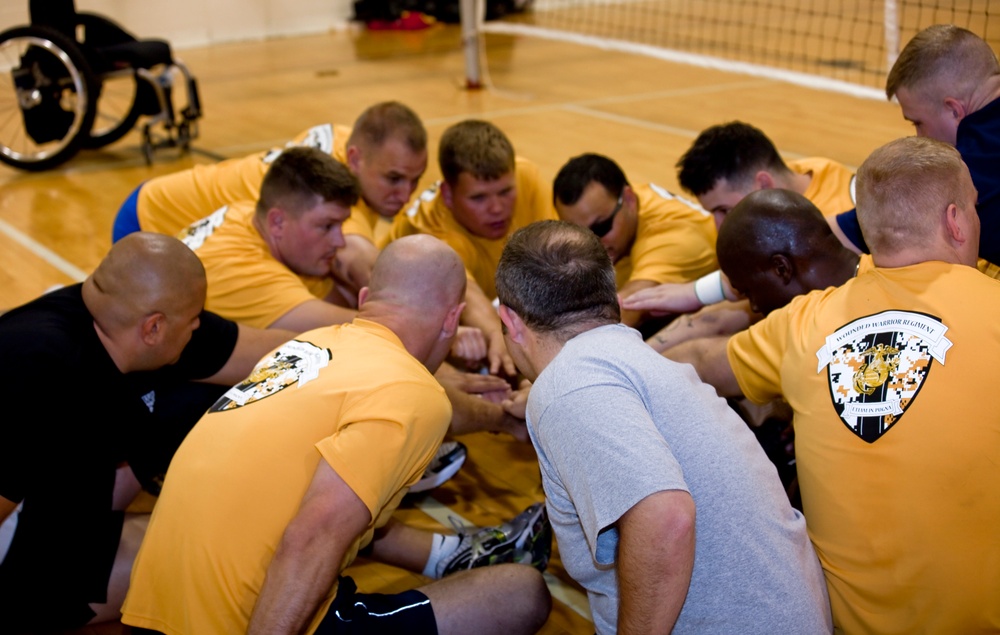 All-Marine Wounded Warriors Practice for Competition on the Court