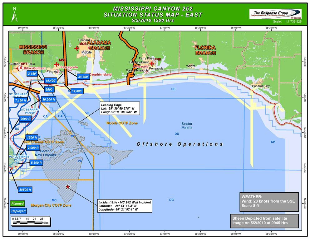 Deepwater Horizon Spill Booming Locations