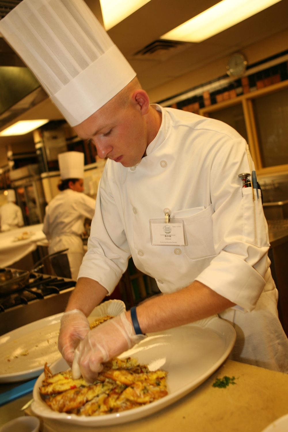 After Marine leaves work, the apron stays on