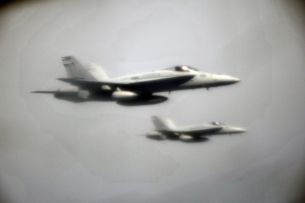 Navy F-18s Refueled by KC-10