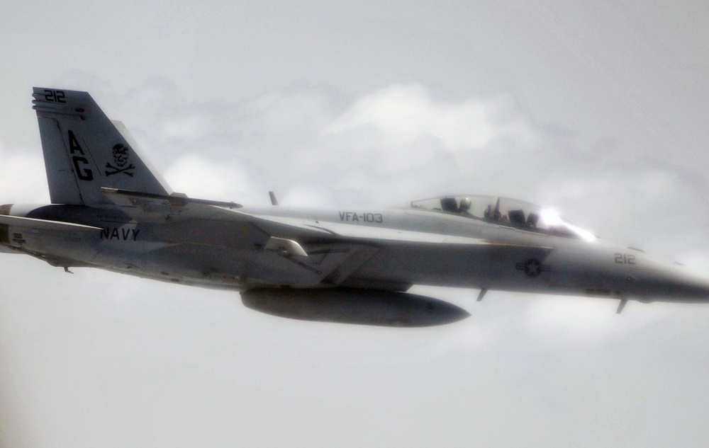 Navy F-18s Refueled by KC-10