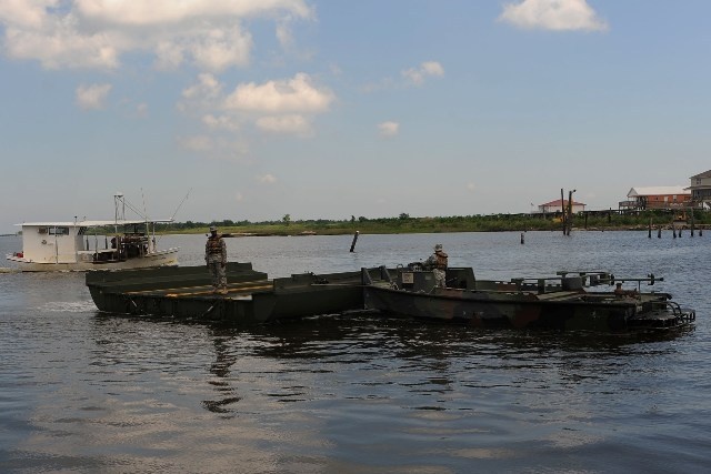 Louisiana National Guard Constructs Float Bridge