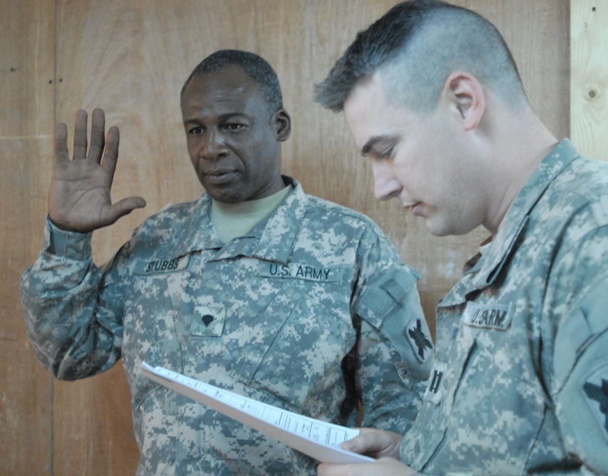 Guardsman commits to continue service while deployed