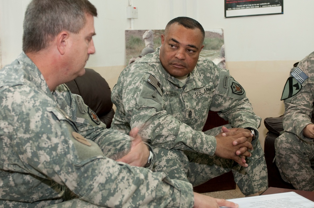 CSM Coleman, USF-I DCG-O Senior Enlisted Advisor, Visits Camp Taji