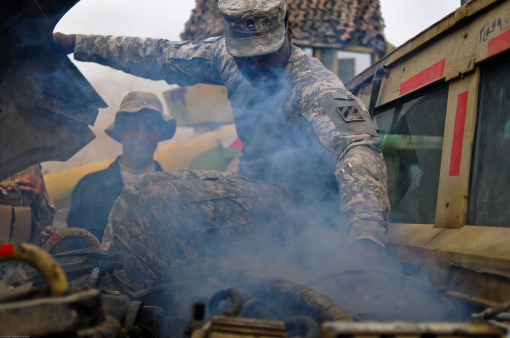 Soldiers learn vehicle maintenance