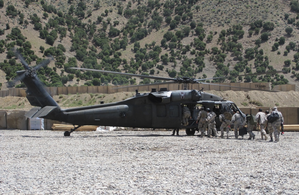 Helicopter Leaves FOB Tillman