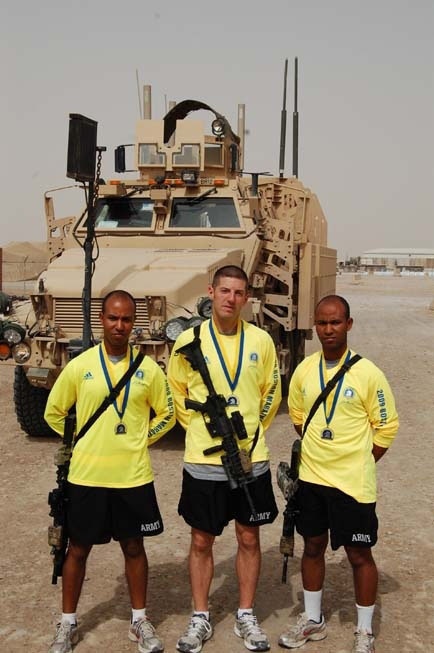 Deployed Virginia National Guard Soldiers compete in Boston Marathon on Adder