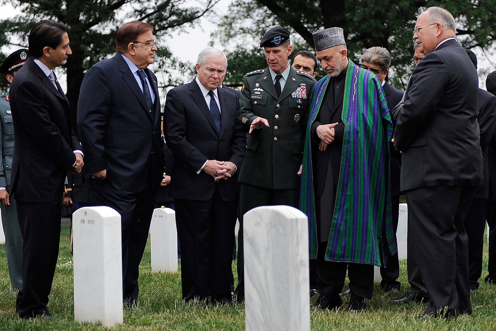 Defense Leaders, Karzai Honor Fallen Troops at Arlington