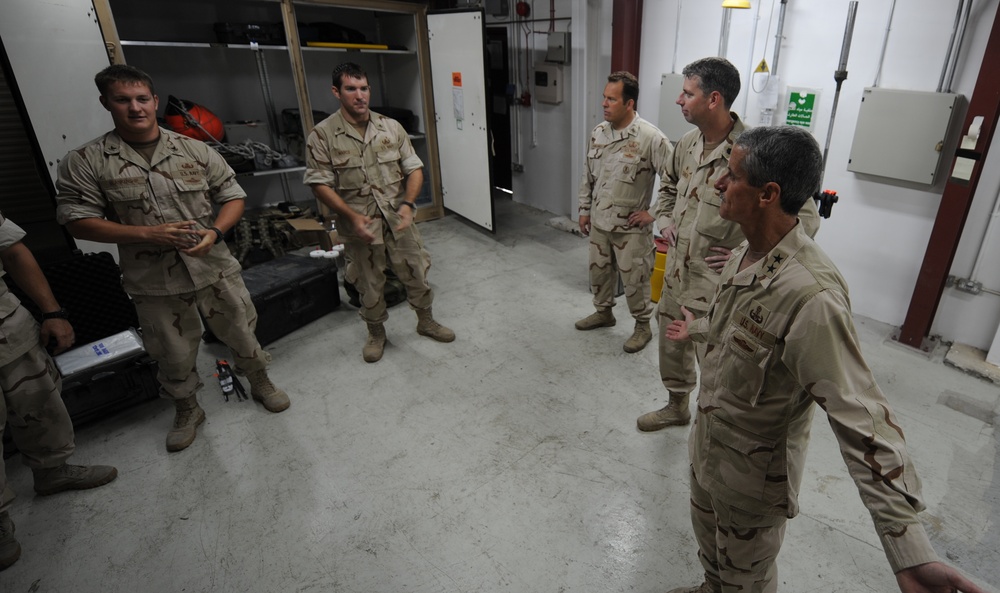 Commander Naval Expeditionary Combat Command RADM Michael P. Tillotson visits CTF 56