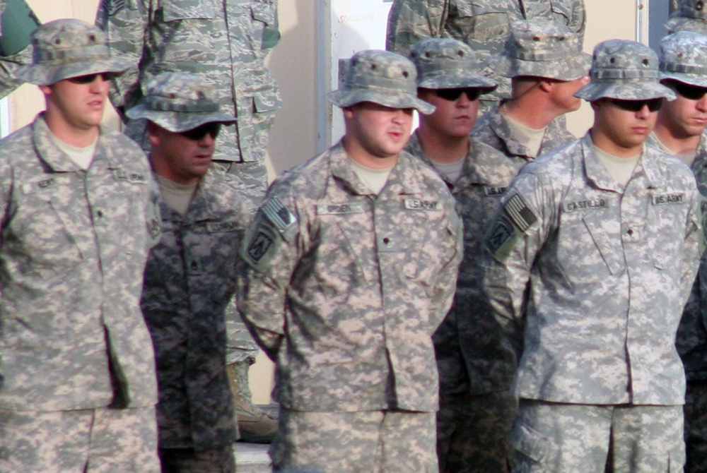 1-7 ADA Soldiers Participate in Deployed Retreat Ceremony