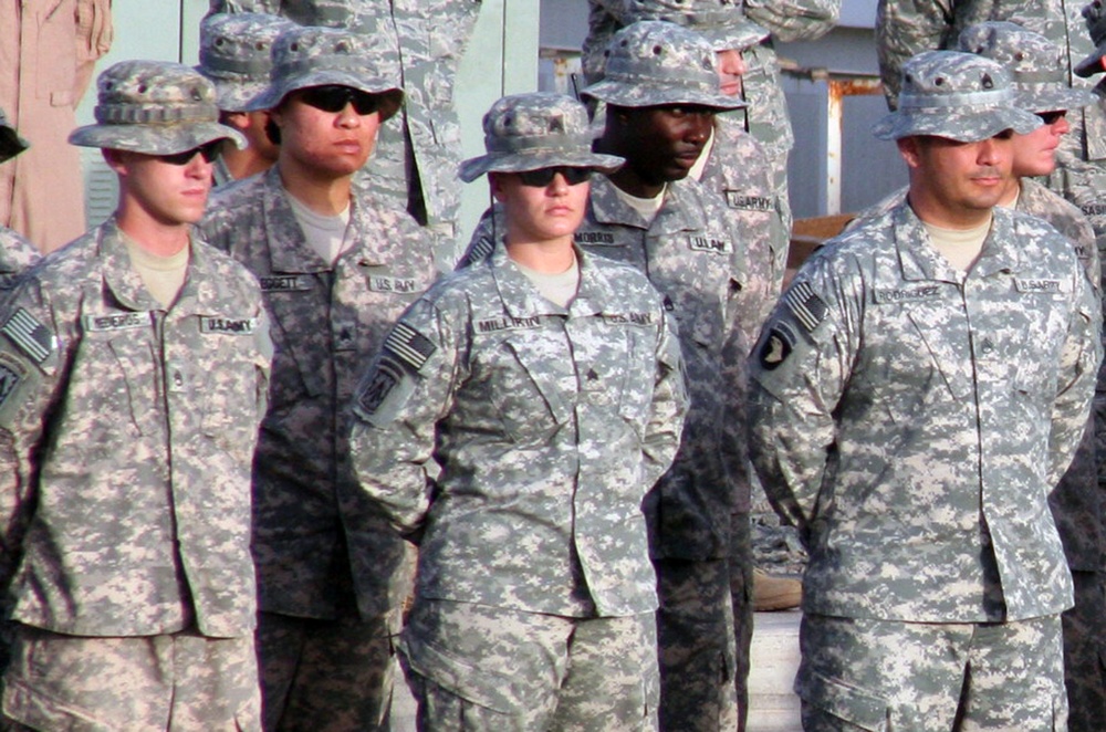 1-7 ADA Soldiers Participate in Deployed Retreat Ceremony