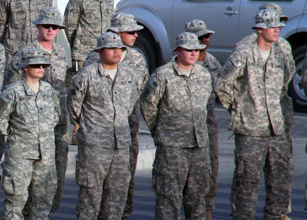 1-7 ADA Soldiers Participate in Deployed Retreat Ceremony