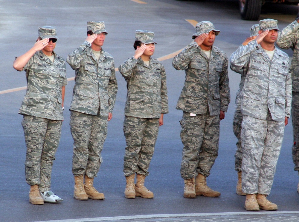 380th Airmen Honor American Flag in Retreat Ceremony