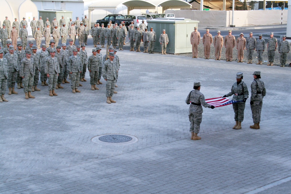 380th Airmen Honor American Flag in Retreat Ceremony