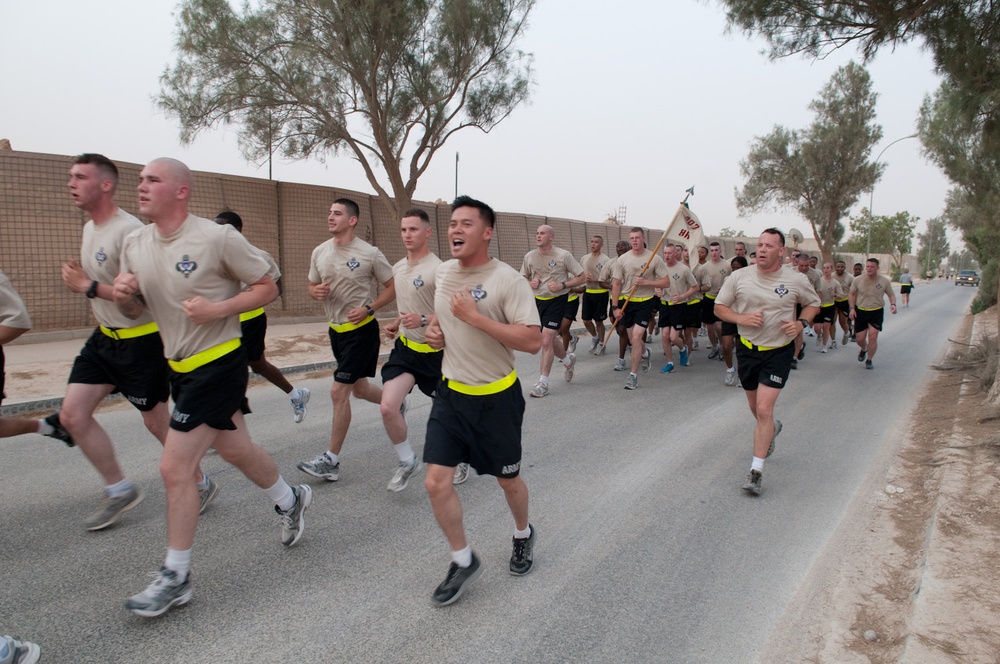 Support battalion marks anniversary, achievement with run downrange