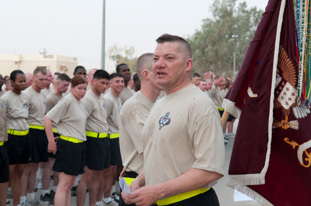 Support battalion marks anniversary, achievement with run downrange