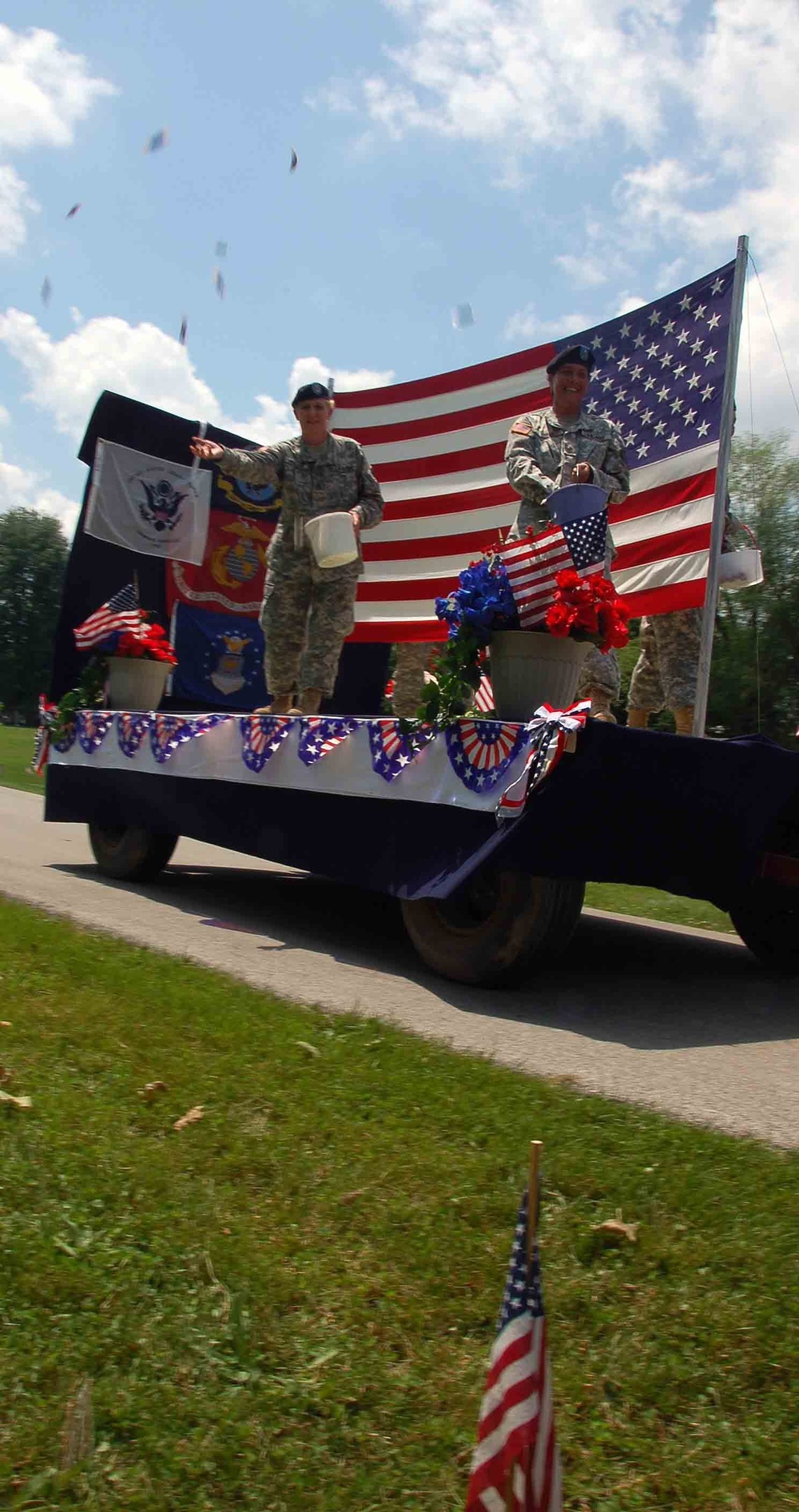 Camp Atterbury Soldiers participating in the Morgantown parade May 23