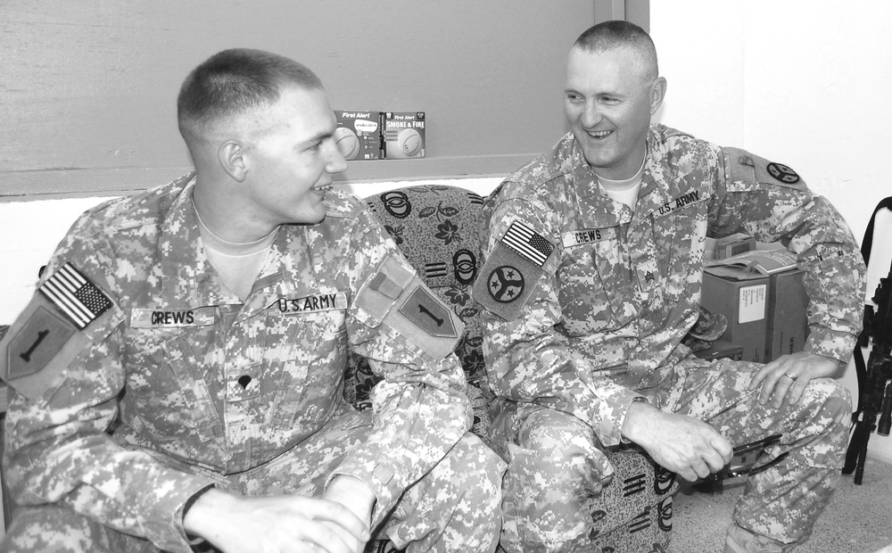 Halfway Around the World but Not Far From Home: a Father and Son Reunite While Serving in Iraq.