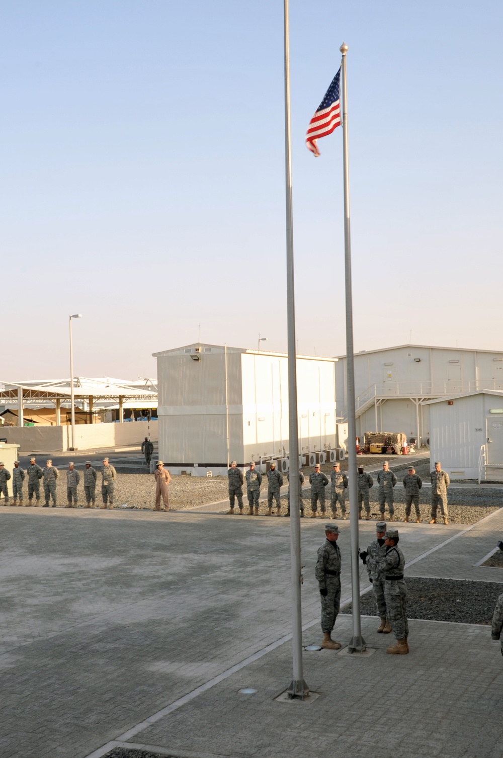 380th Air Expeditionary Wing Staff Airmen Lead Deployed Retreat Ceremony