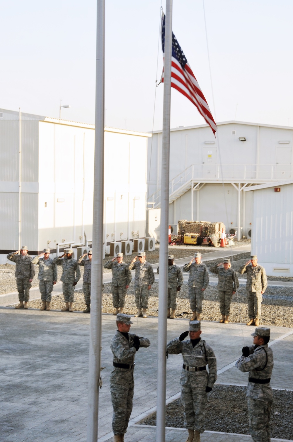 380th Air Expeditionary Wing Staff Airmen Lead Deployed Retreat Ceremony