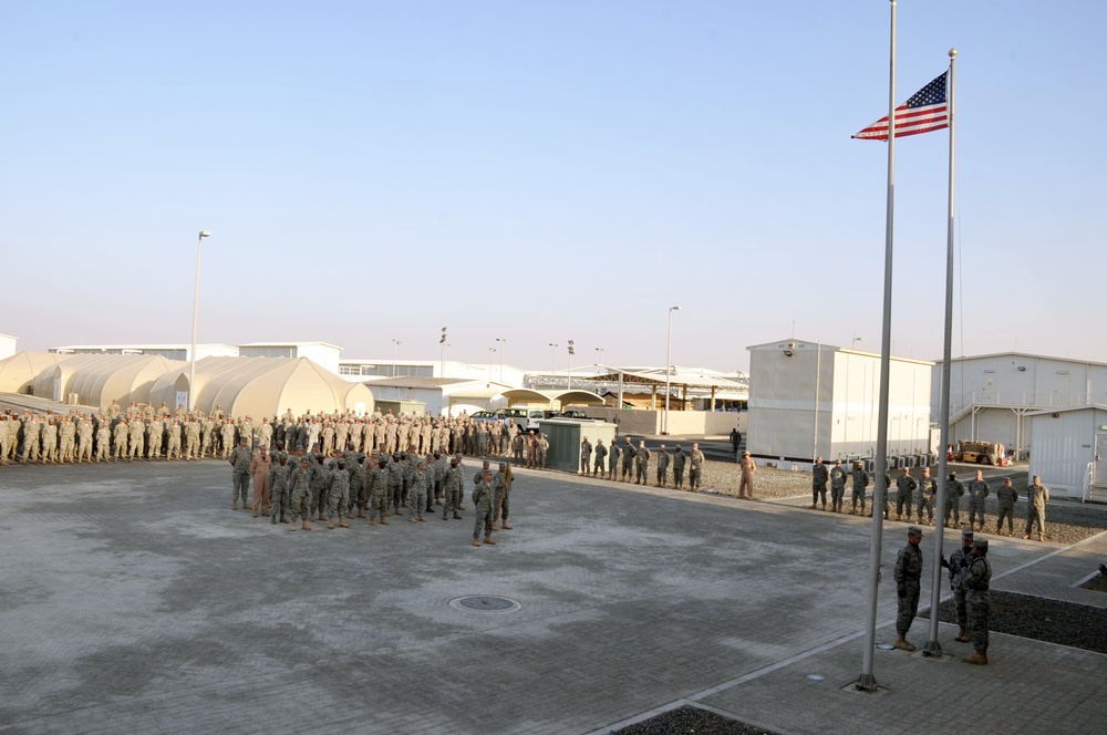 380th Air Expeditionary Wing Staff Airmen Lead Deployed Retreat Ceremony