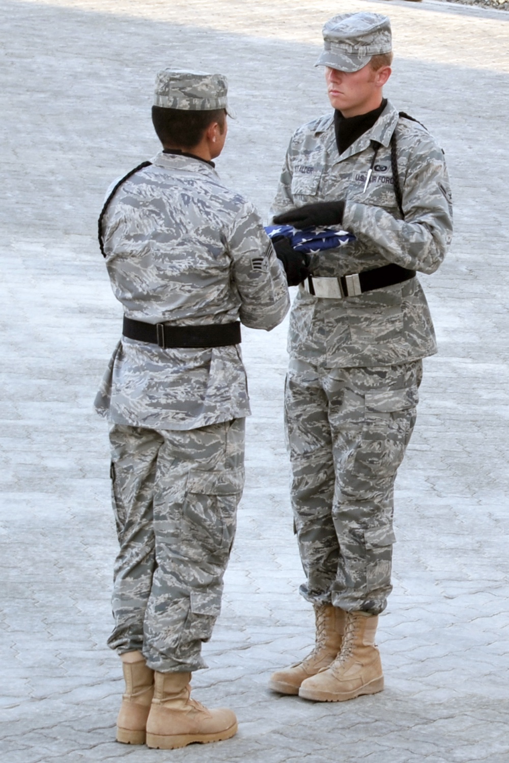 380th Air Expeditionary Wing Staff Airmen Lead Deployed Retreat Ceremony