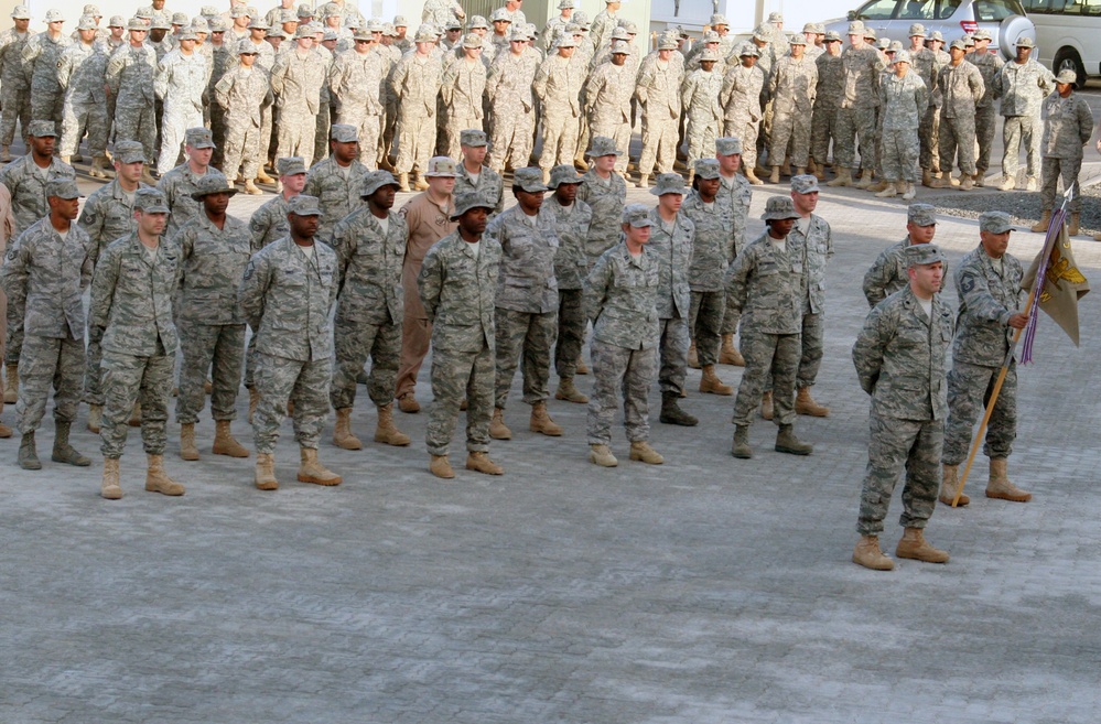 380th Air Expeditionary Wing Staff Airmen Lead Deployed Retreat Ceremony