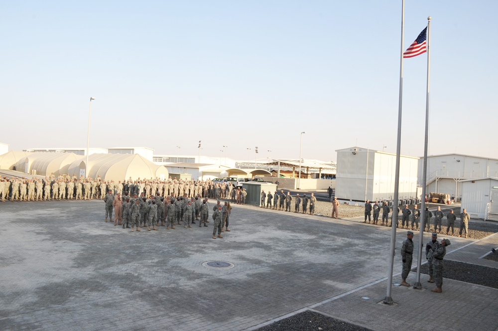 380th Air Expeditionary Wing Staff Airmen Lead Deployed Retreat Ceremony