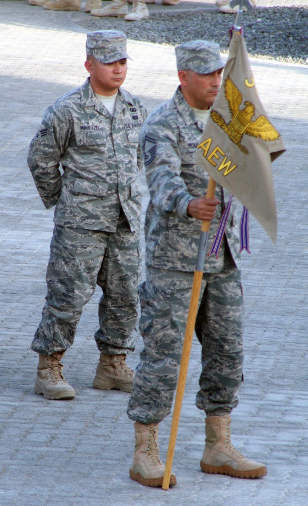 380th Air Expeditionary Wing Staff Airmen Lead Deployed Retreat Ceremony