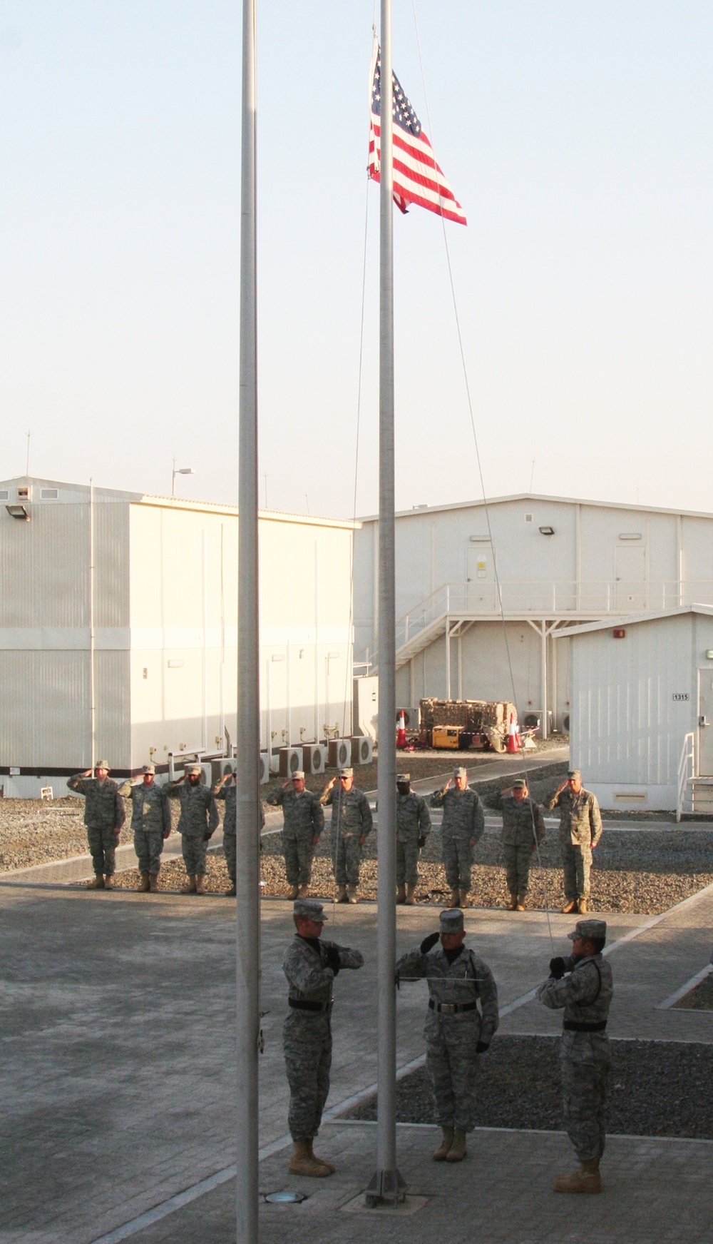 380th Air Expeditionary Wing Staff Airmen Lead Deployed Retreat Ceremony