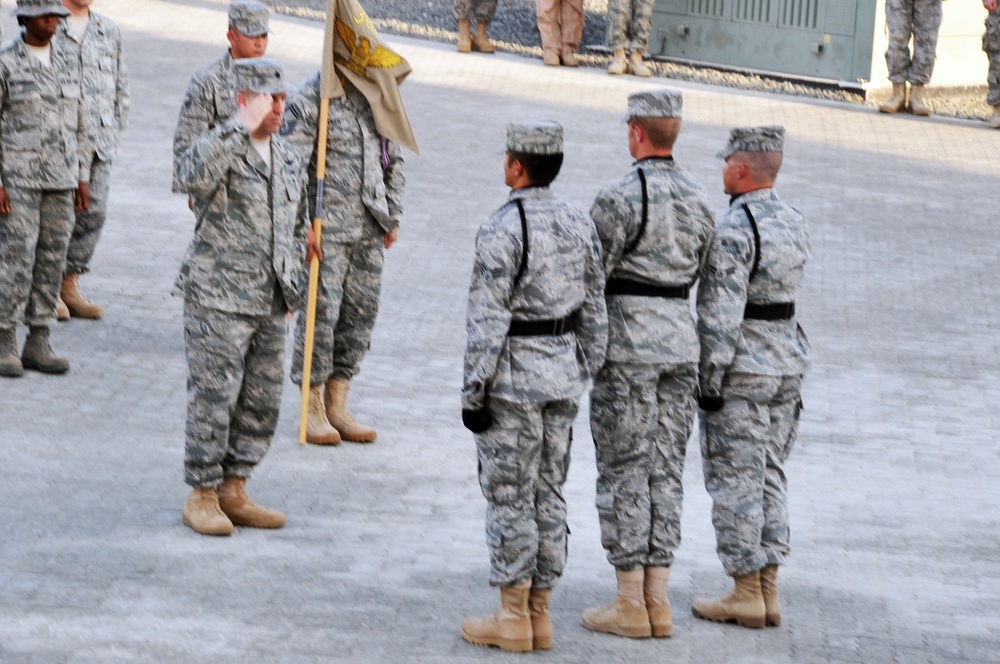 380th Air Expeditionary Wing Staff Airmen Lead Deployed Retreat Ceremony