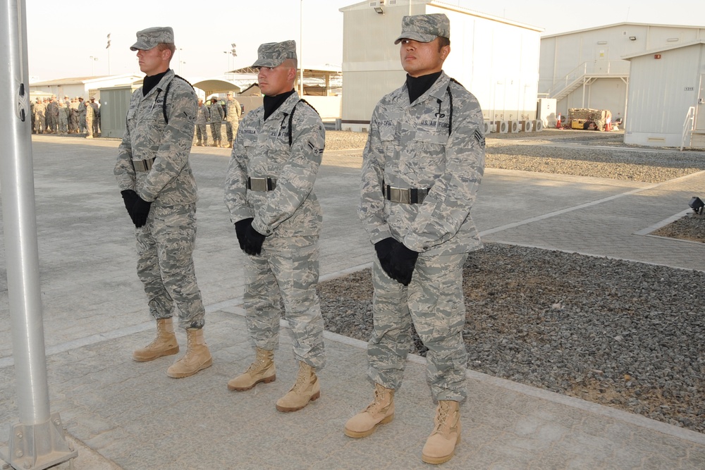 380th AEW Airmen Hold Deployed Retreat Ceremony