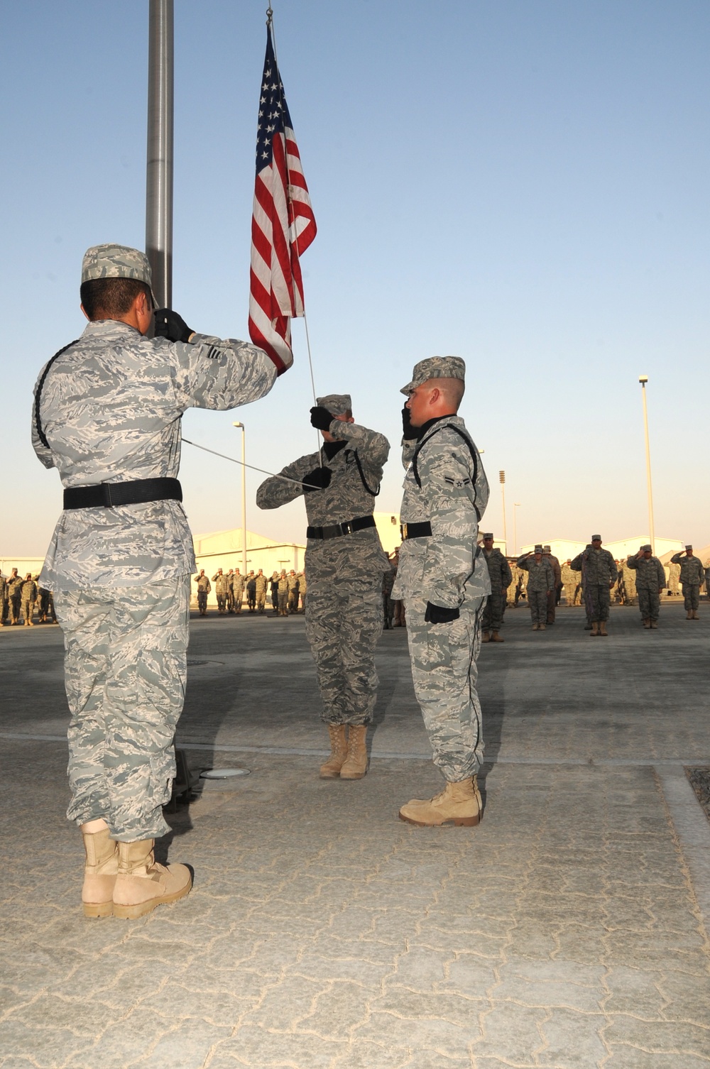 380th AEW Airmen Hold Deployed Retreat Ceremony