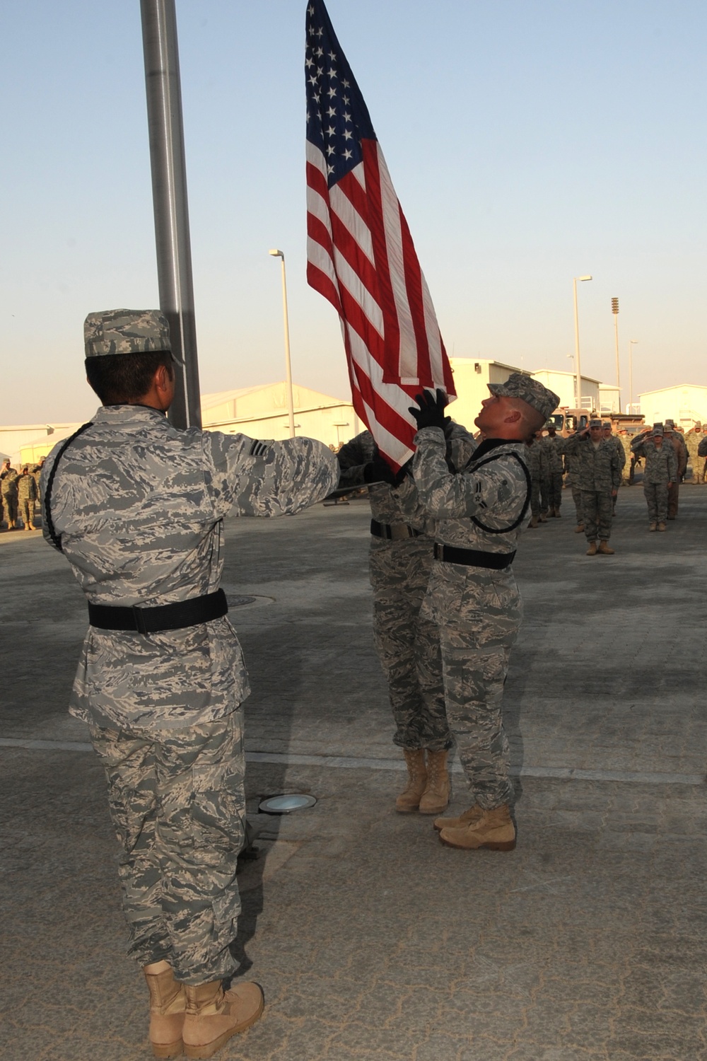 380th AEW Airmen Hold Deployed Retreat Ceremony