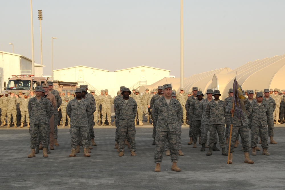 380th AEW Airmen Hold Deployed Retreat Ceremony