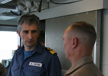 Capella Strike:  Maj. Gen. Flock visits Marines, British sailors aboard HMS Ark Royal